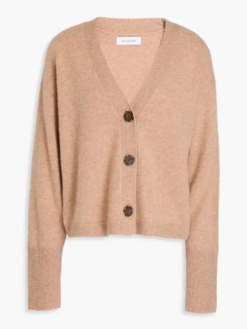 NAADAM Cashmere V-Neck 3 Button Relaxed Fit Sand Tan Cardigan Sweater Size Med